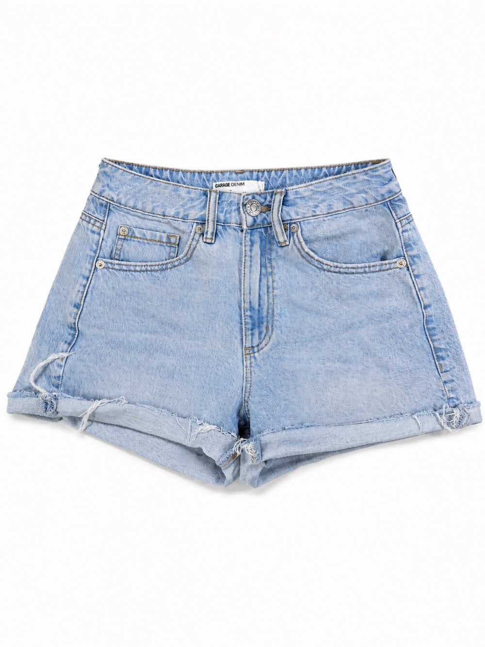 Garage Light Blue High-Rise Denim Shorts